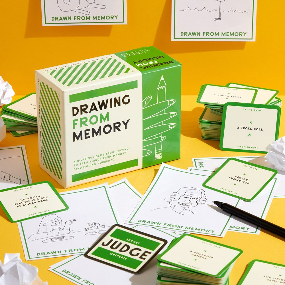 Front view of the package for the Drawing From Memory Game.