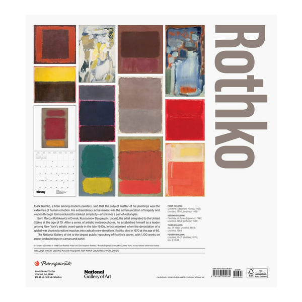 2025 Mark Rothko Wall Calendar SFMOMA Museum Store