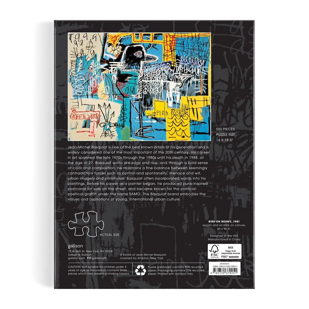 Basquiat Bird On Money 500-Piece Book Puzzle back cover