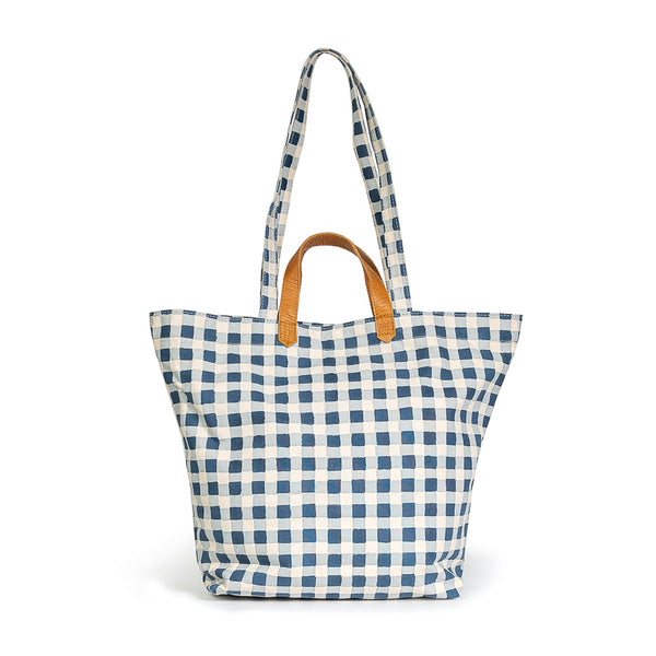Carryall Tote: Indigo Gingham - SFMOMA Museum Store