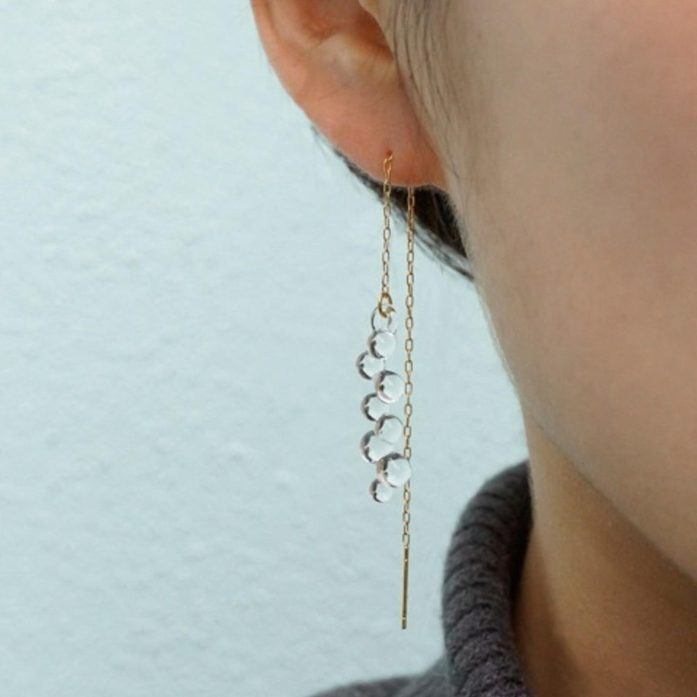 Close-up view model wearing earrings.