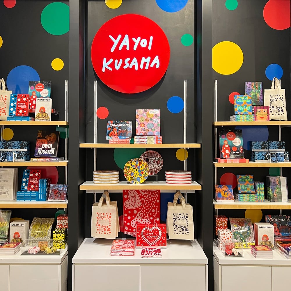 Yayoi Kusama Product Assortment pictured at the SFMOMA Museum Store in October of 2023