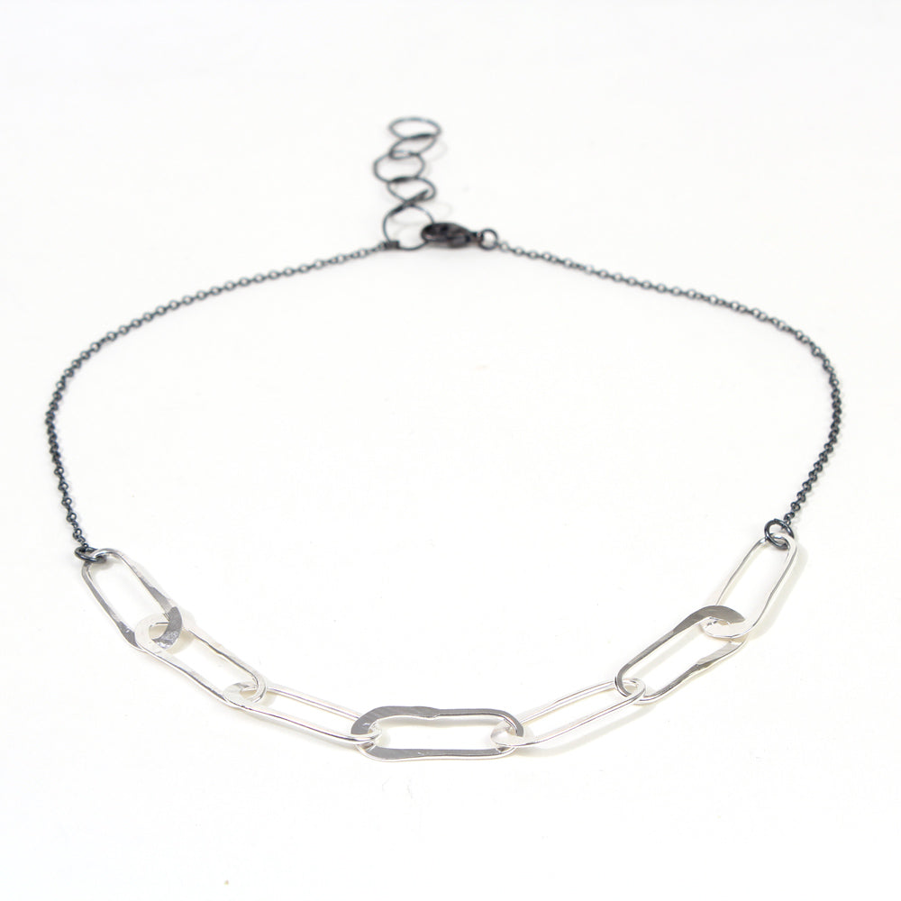 Yemaya 7-Link Oxidized Stainless Steel Necklace by Cindy Liebel detail