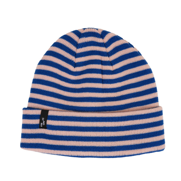 NWOT Festival Blue Hand Knit Cuffed Beanie Artisan Made Multicolor Button S/M Men main image 4