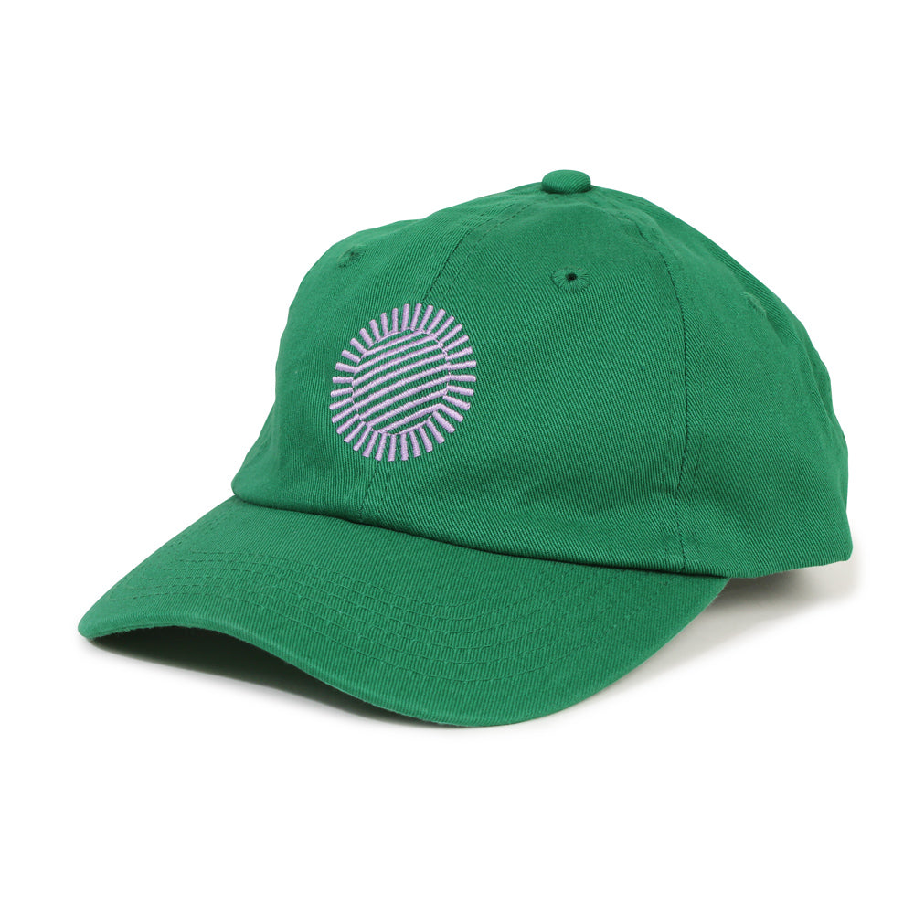 Three-quarter view hat with turret graphic.