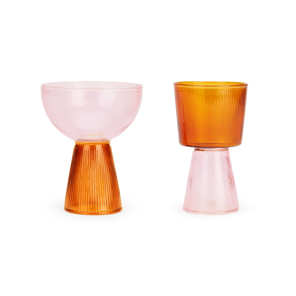 Oorun Didon Glass Cups: Pink + Amber