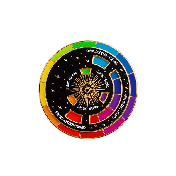 Color Wheel Interactive Spinner Black + Gold Enamel Pin - SFMOMA