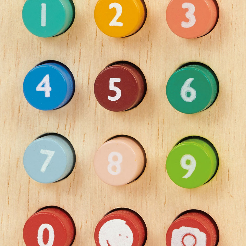 Close-up view of buttons on phone.
