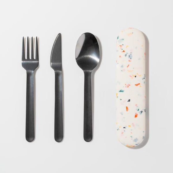 Travel Utensil Set: Charcoal Terrazzo - SFMOMA Museum Store