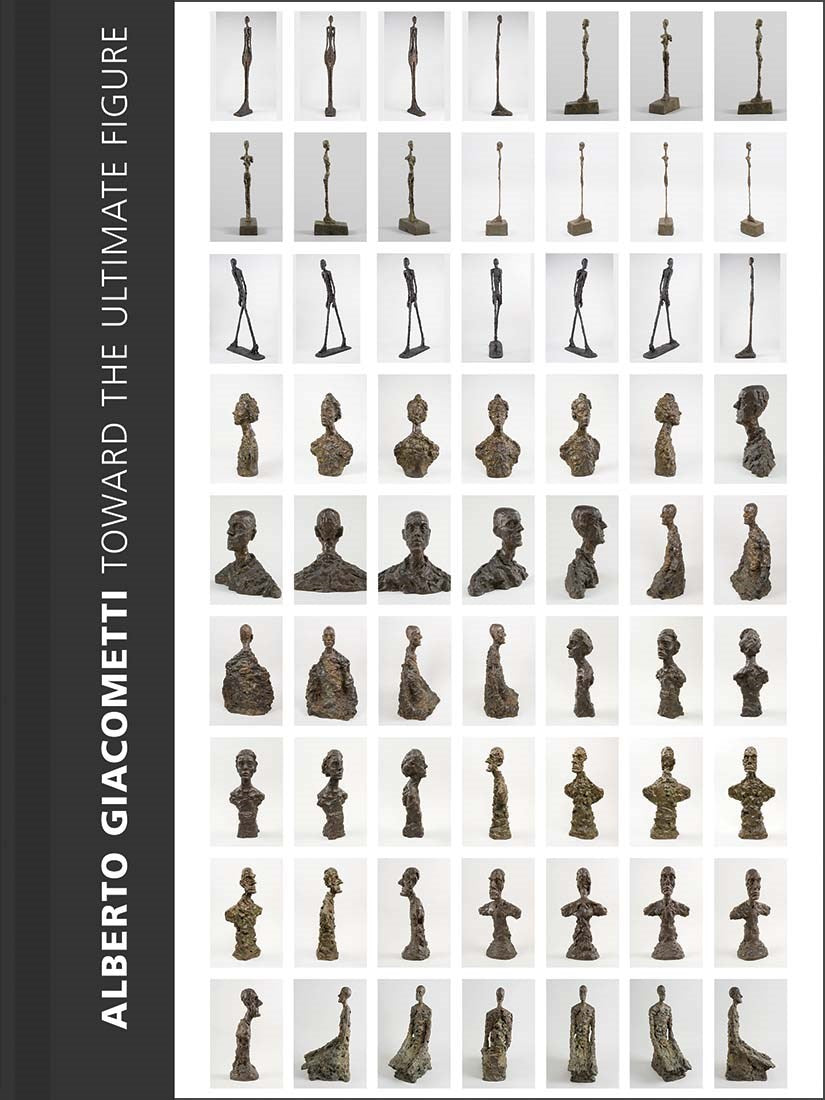 Cover of &#39;Alberto Giacometti&#39; with nine rows of photos of sculptures.