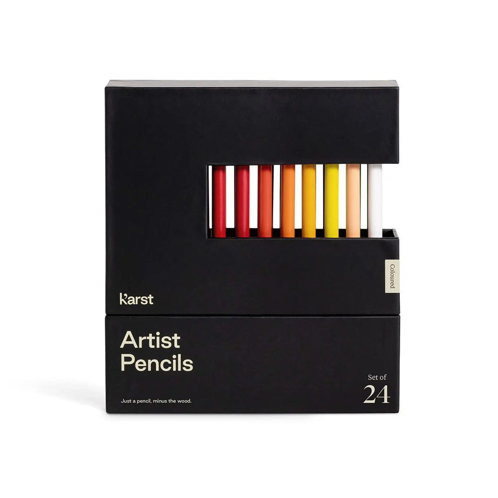 Front view box set of 24 artist pencils.
