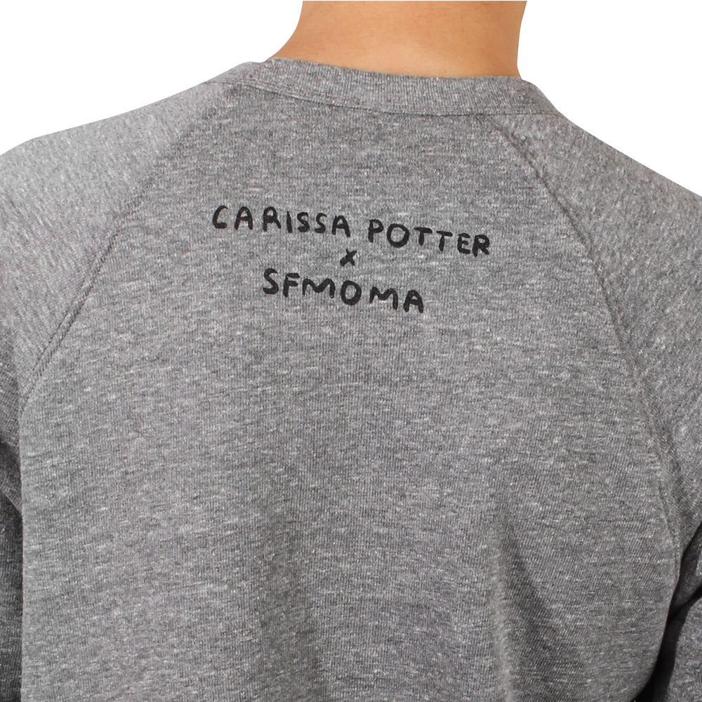 Carissa Potter x SFMOMA sweatshirt back print detail.