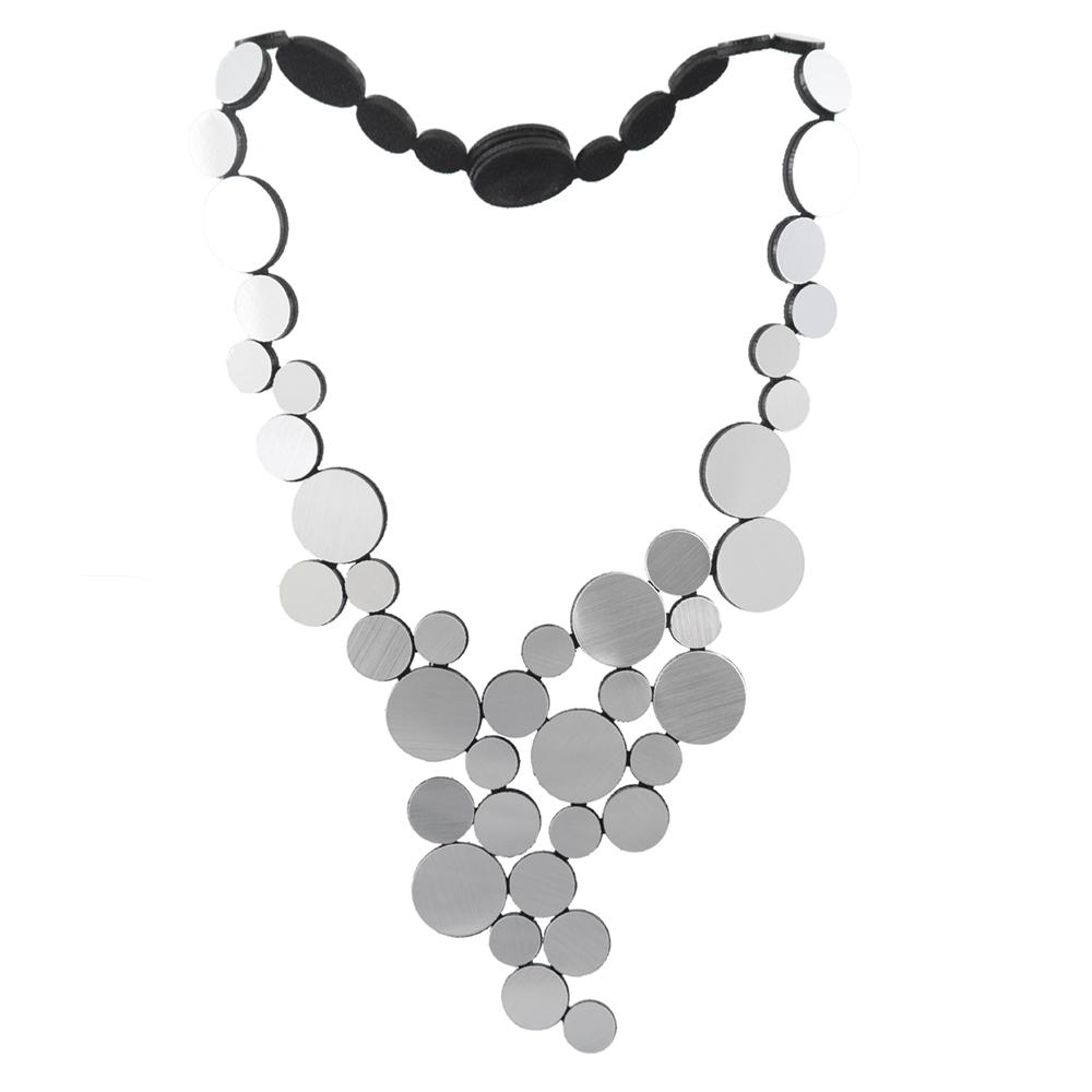 The Iskin Sisters: Silver Abstraction Necklace displayed.