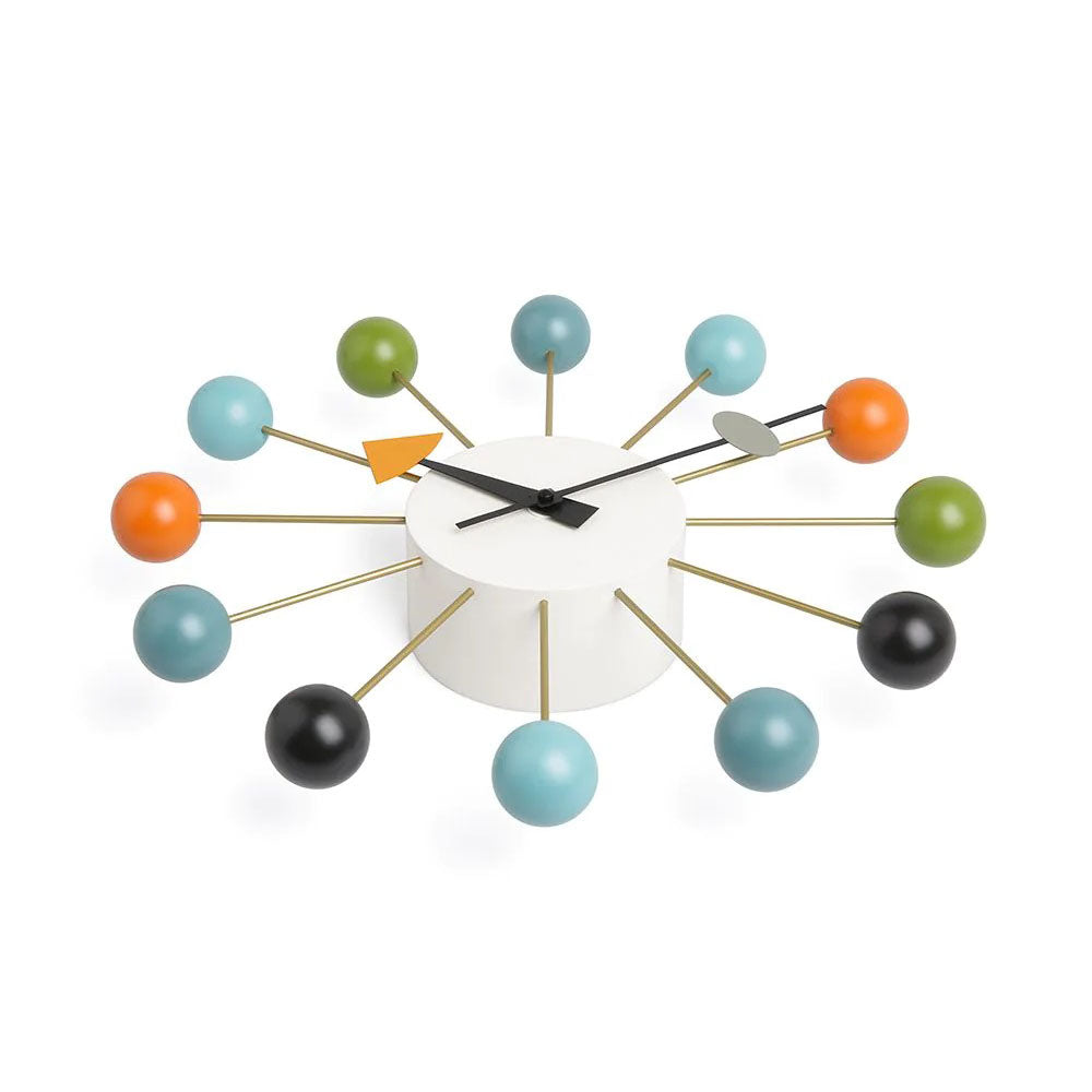 An angled front view of the Ball Clock: Multicolor.