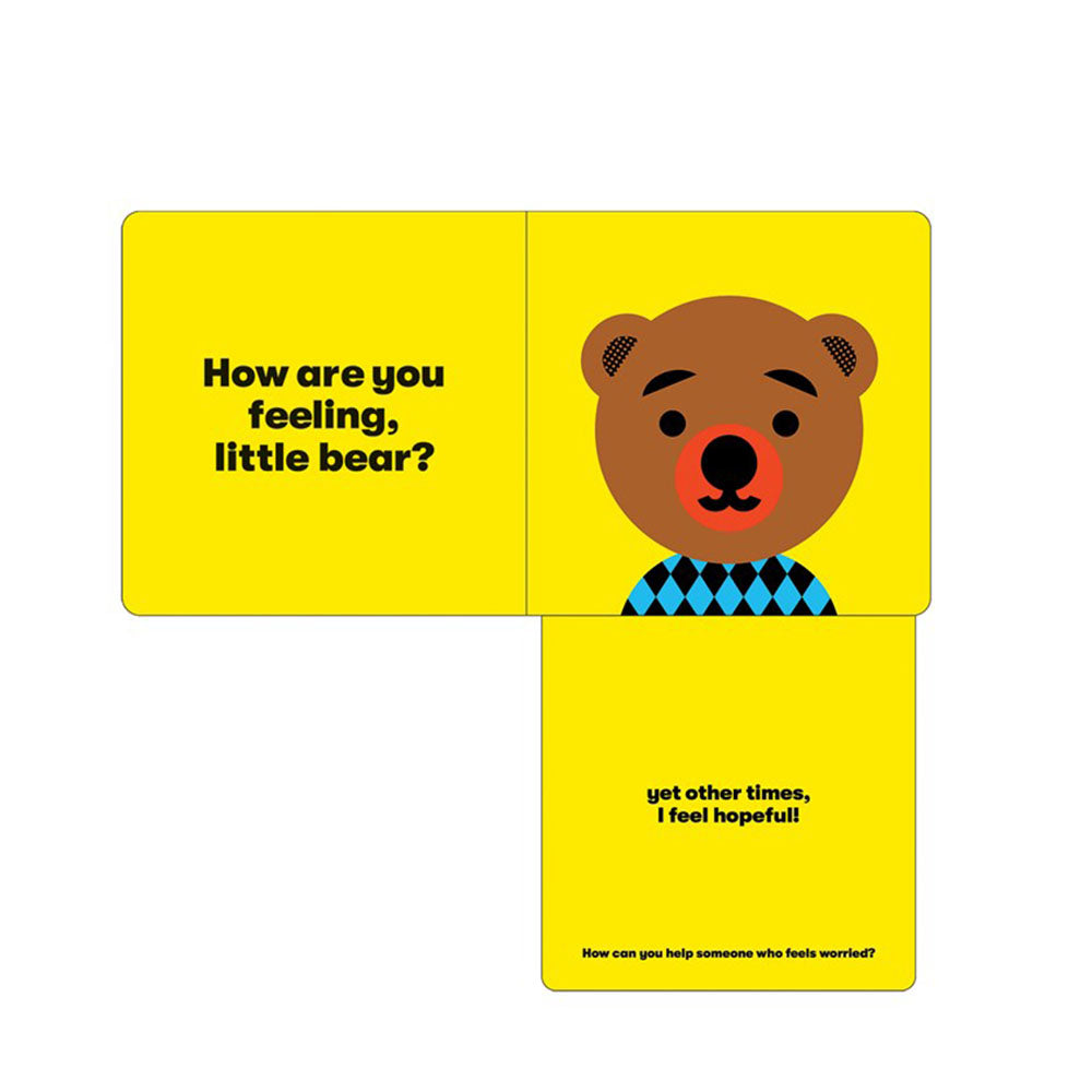The hopeful little bear&#39;s fold out section in the How Are You Feeling Board Book.