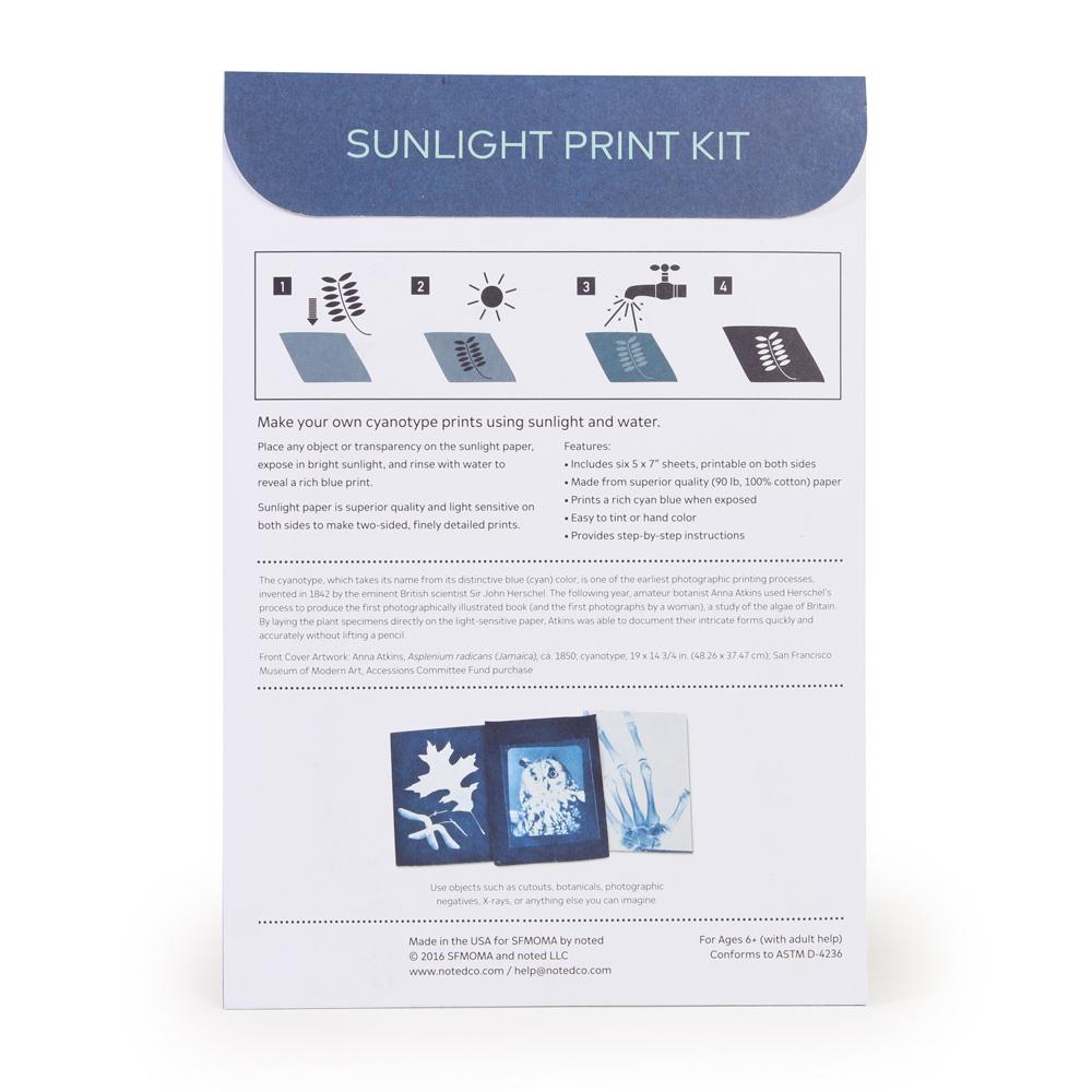 SFMOMA Sunlight Print Kit&#39;s instructional sheet.