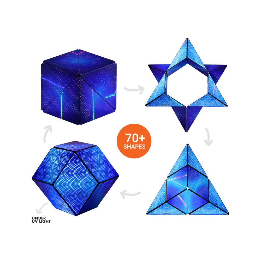 Shashibo Puzzle Cube: Vapor Ultraviolet in four shapes.