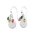 Sterling silver drop earrings with three multi-sapphire stones.