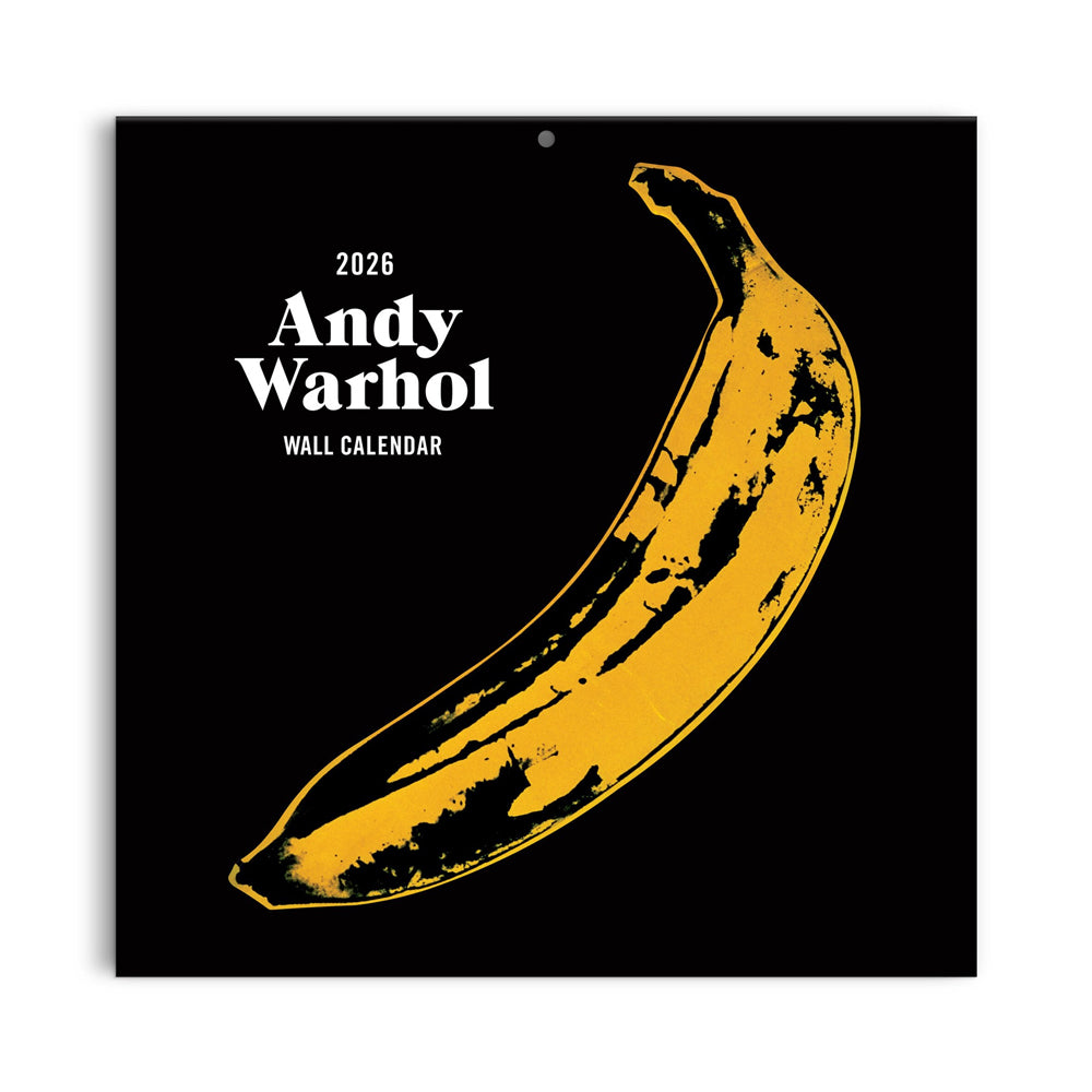 2026 Andy Warhol wall calendar with a yellow banana on a black background