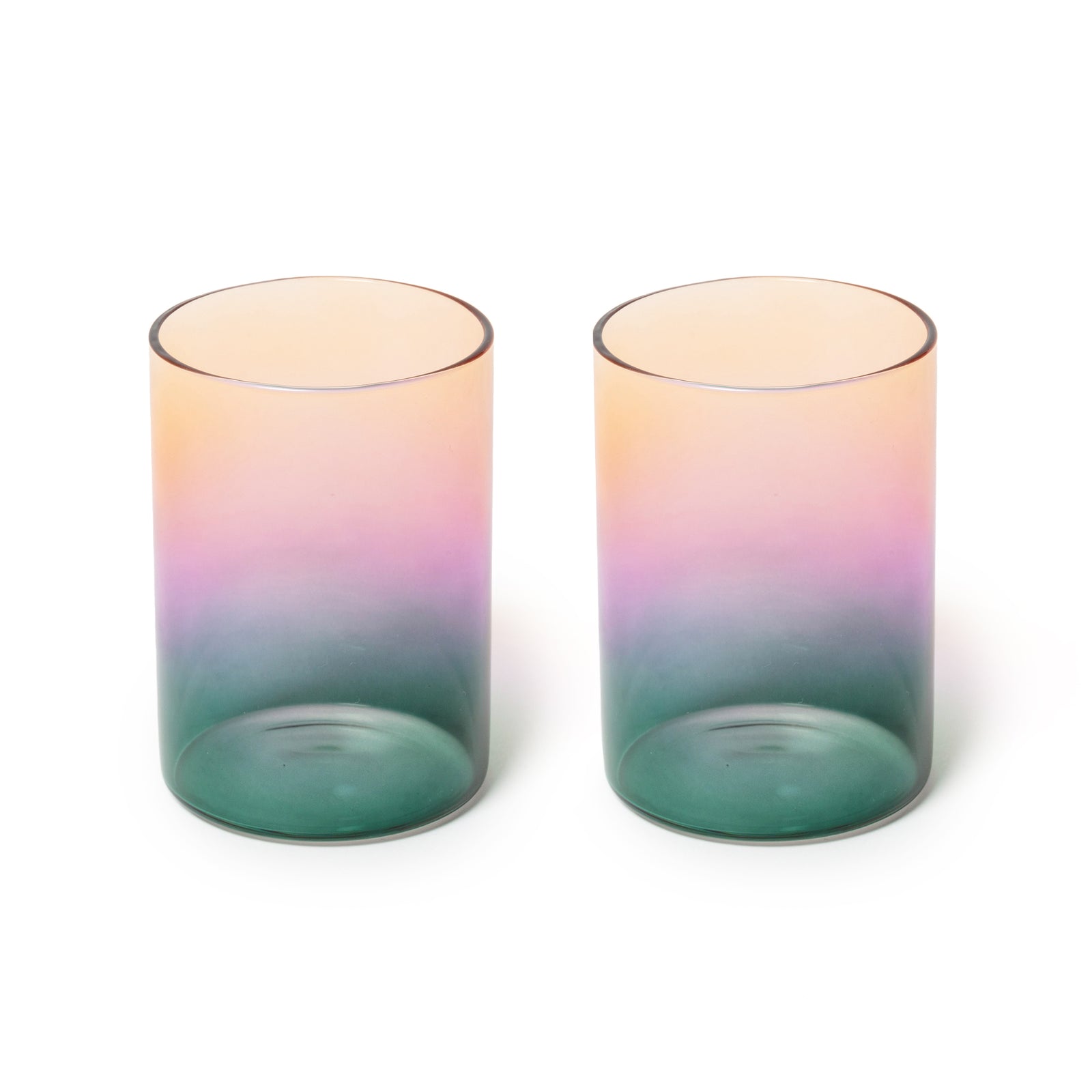 Gradient Glass Set of 2: Teal, Lilac + Amber