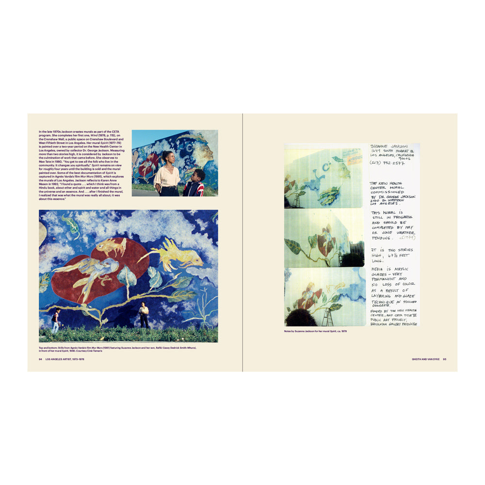 Interior pages featuring photographs of a colorful mural and text.