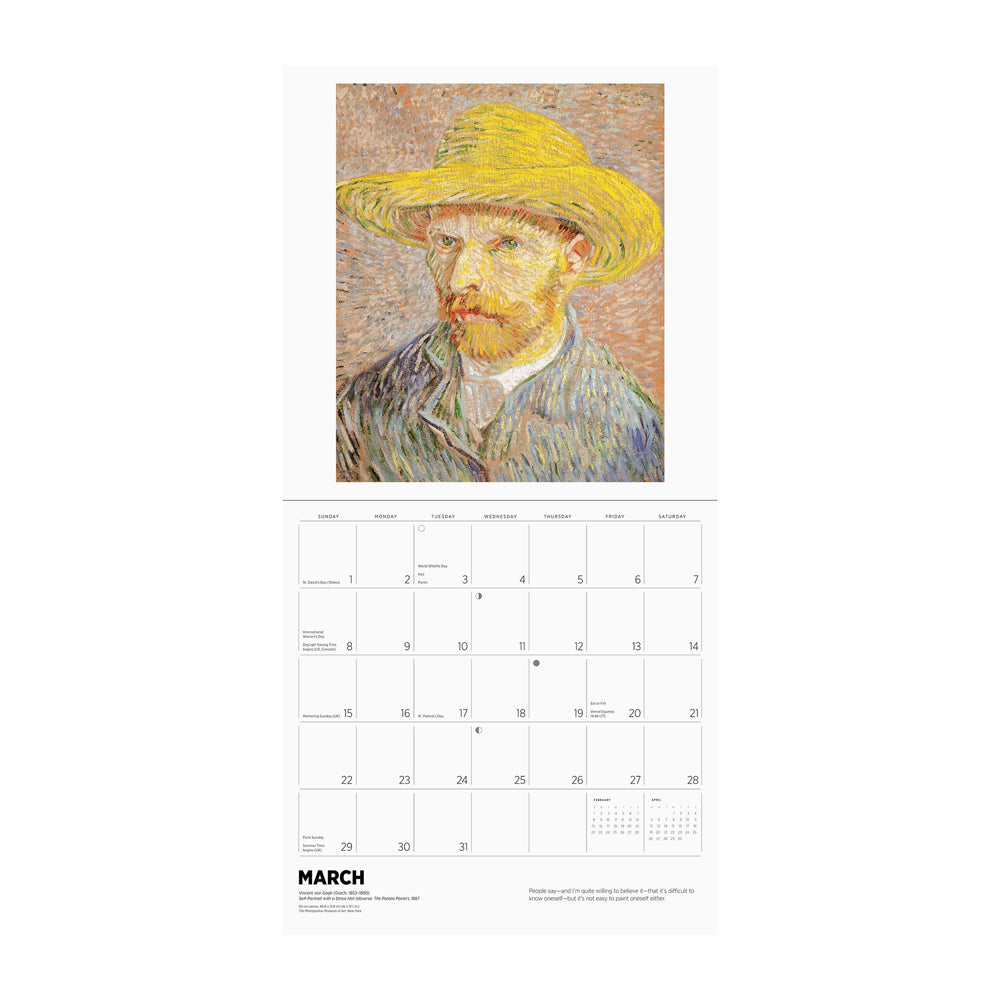 Front cover of Vincent Van Gogh 2026 Wall Calendar.