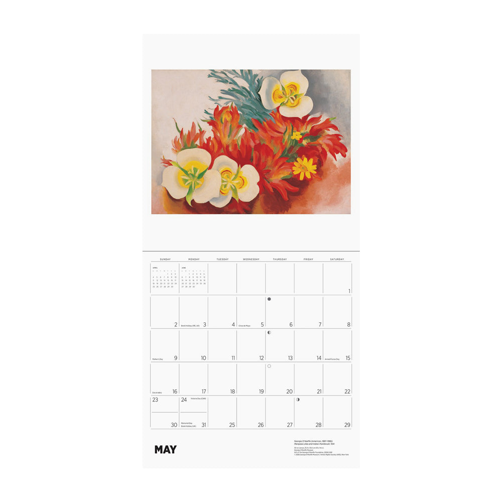 Calendar page for May with floral design.