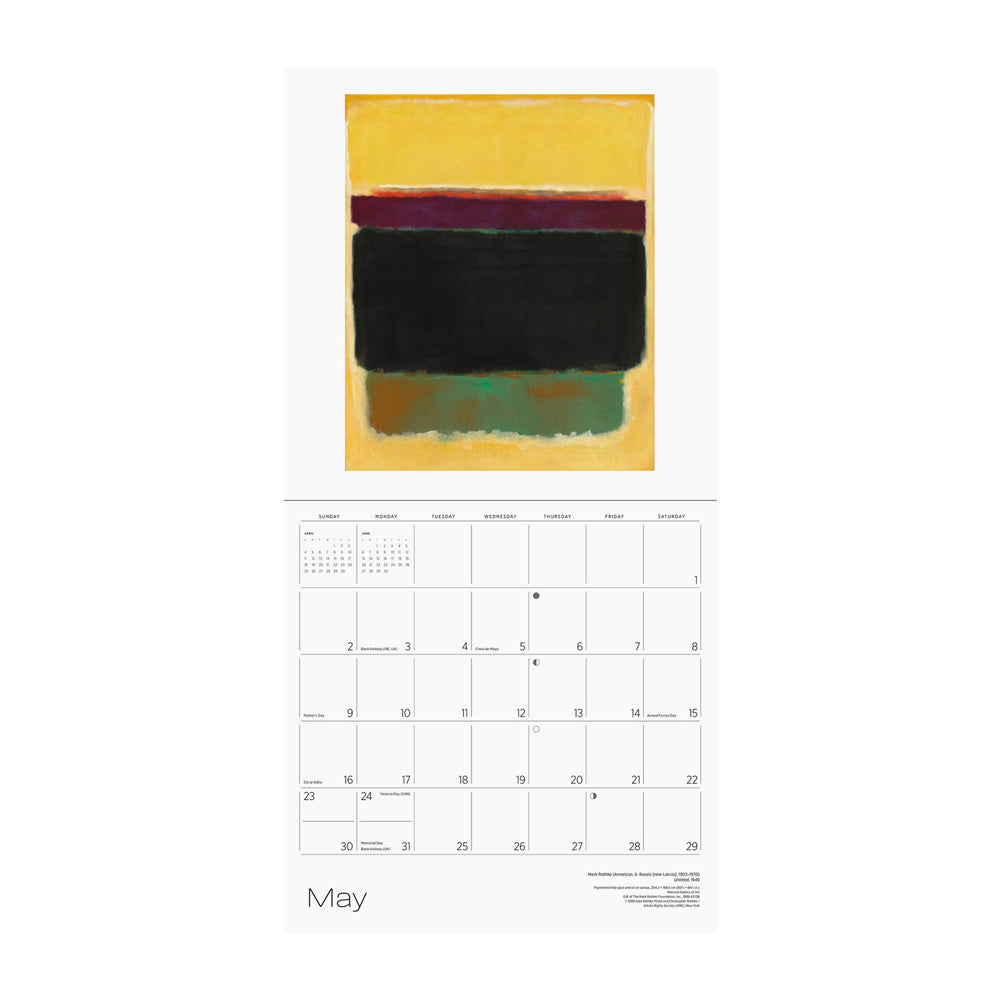 Calendar page for May with image of an abstract painting.  