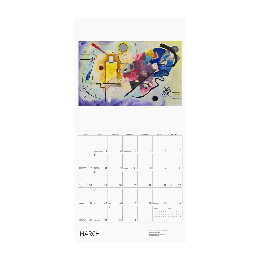 Calendar page for March with a abstract painting.