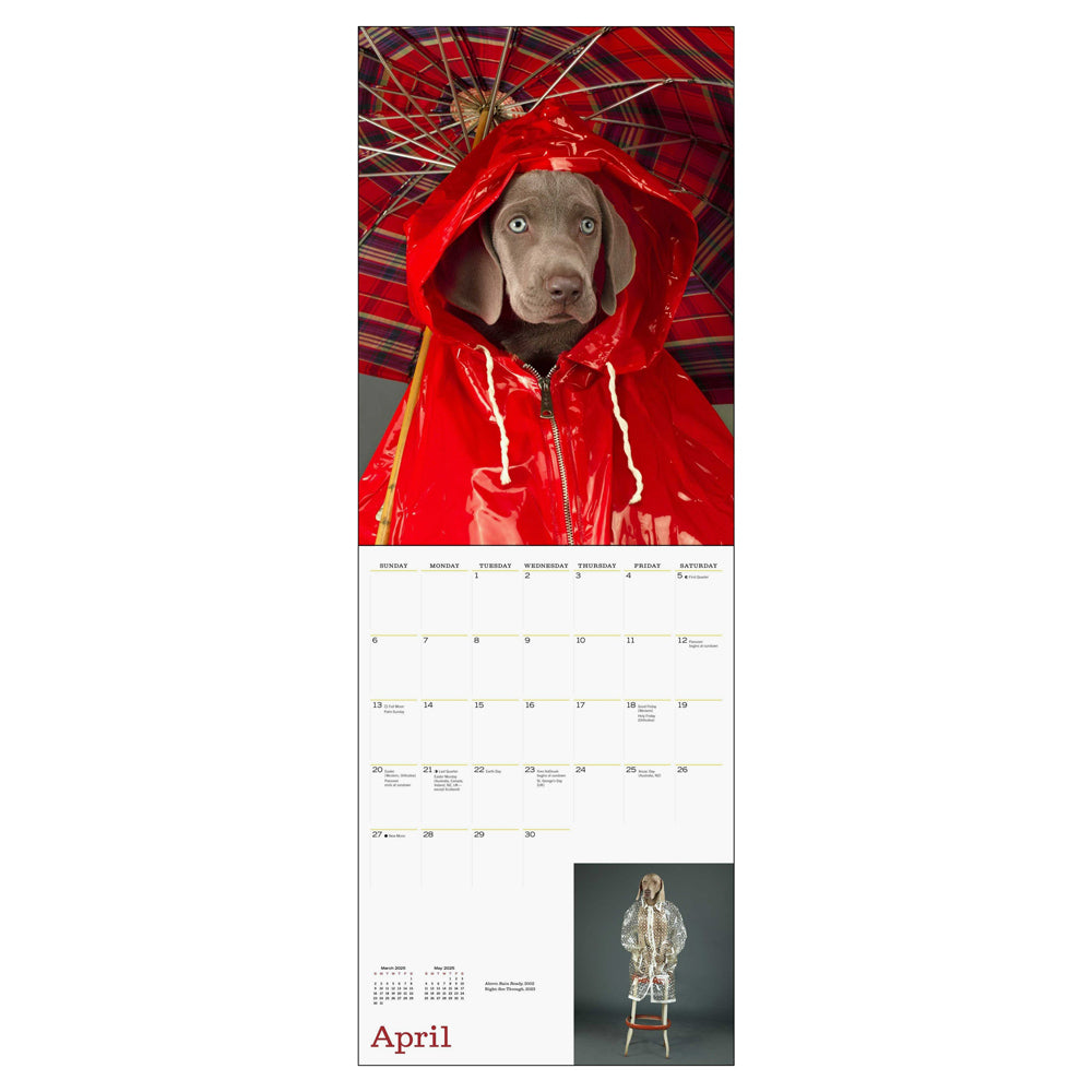 Interior of wall calendar with artwork and April month grid.