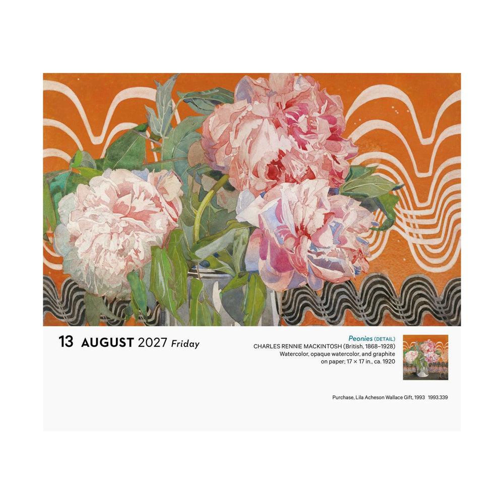 Calendar page with artwork and text.