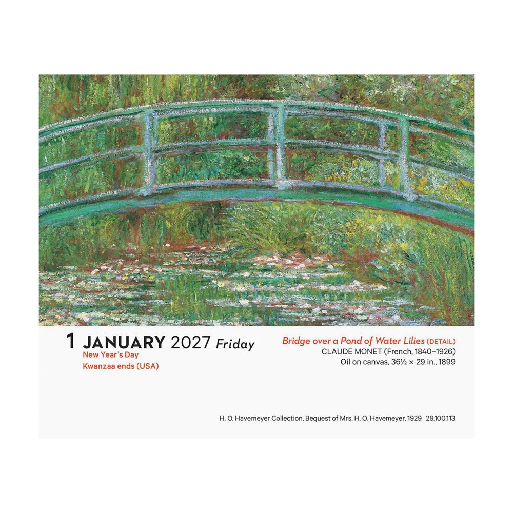 Interior page calendar with artwork and text.
