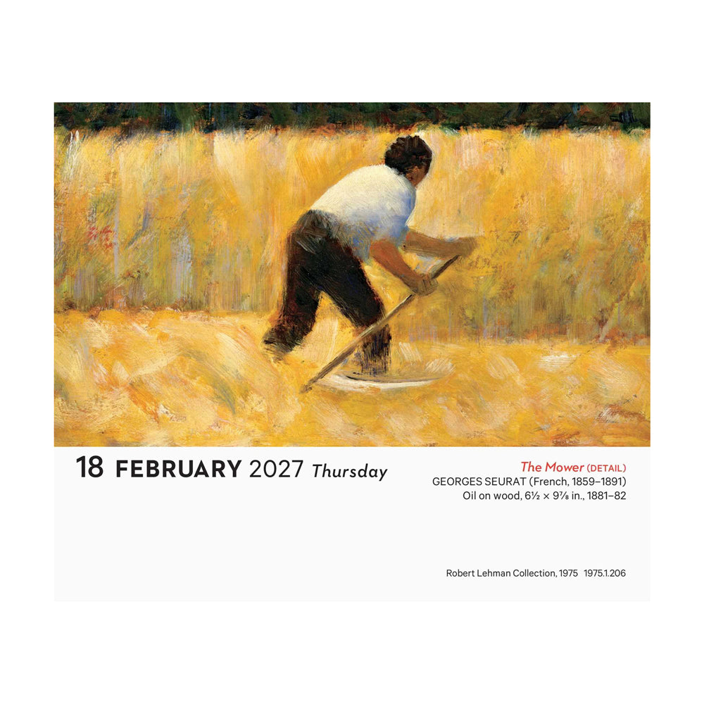 Interior page calendar with artwork and text.