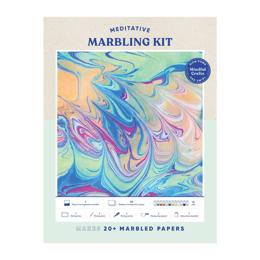 Front cover of Mindful Crafts: Meditative Marbling Kit.