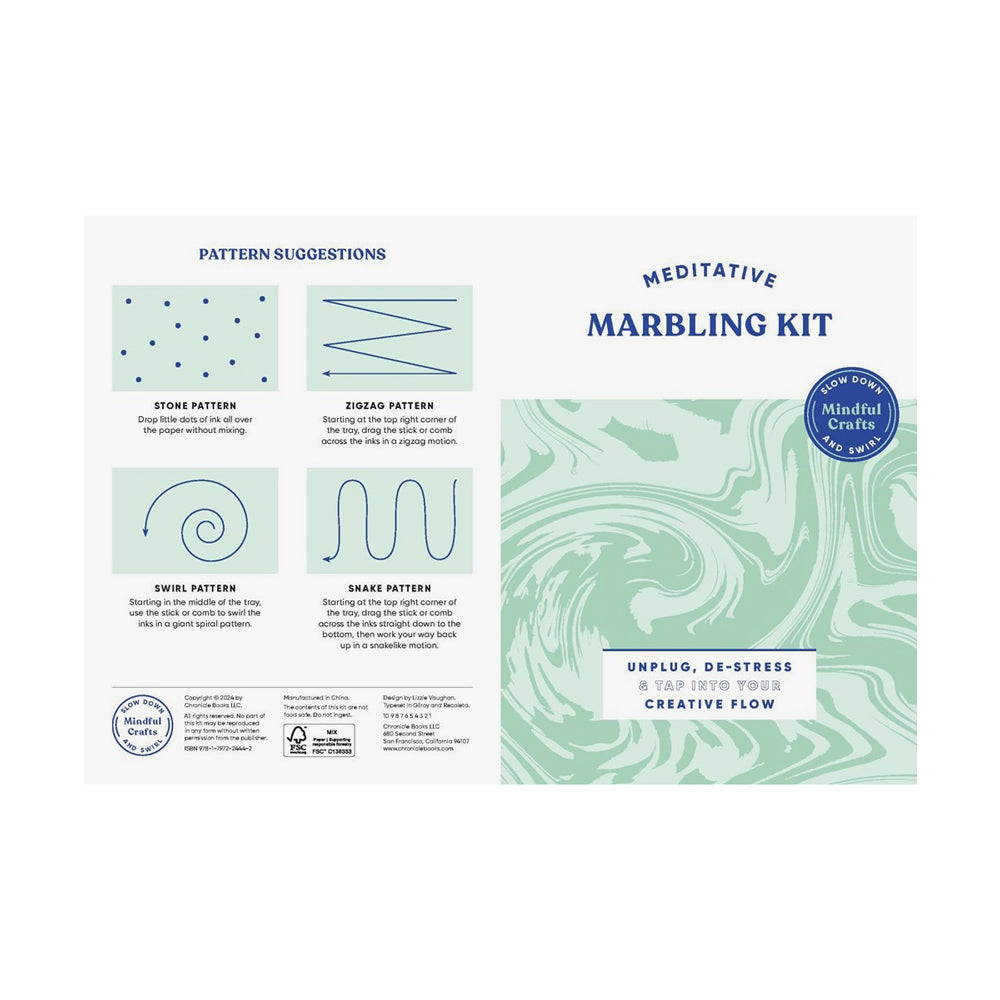 Front cover of Mindful Crafts: Meditative Marbling Kit.