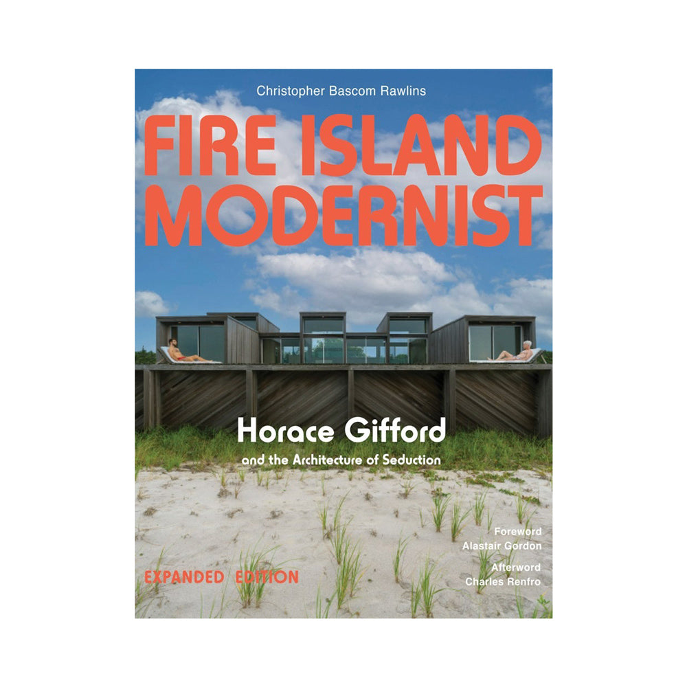 Book cover of 'Fire Island Modernist' with a modern house and beach scene.