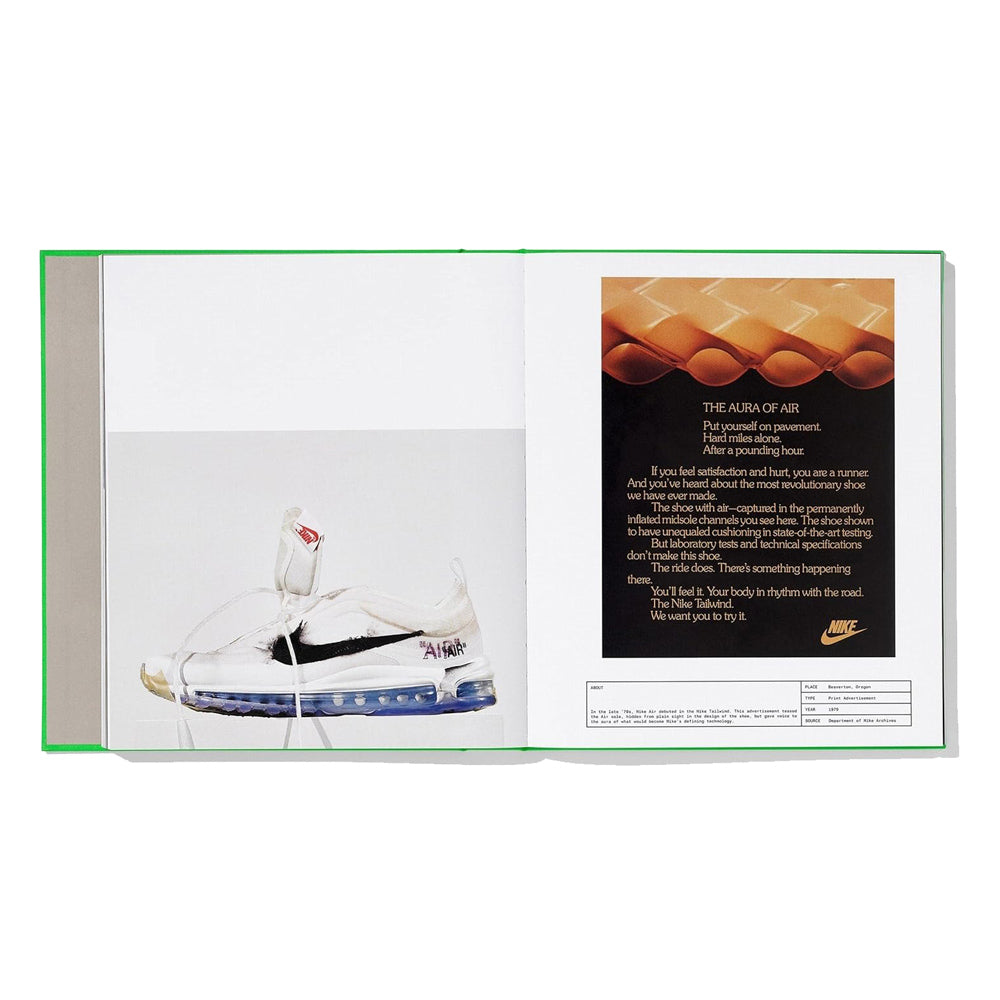 Interior page; photograph of Nike shoe and text.
