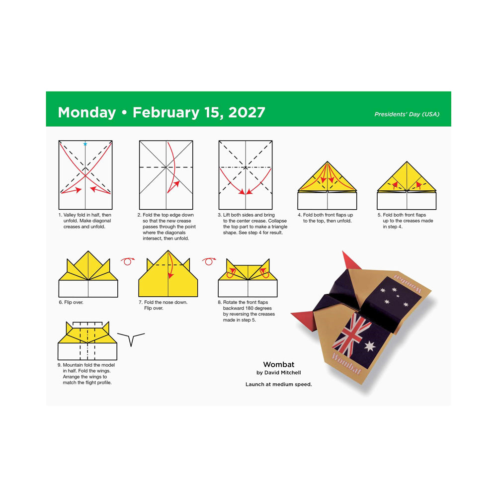  Calendar box for the Paper Airplane Fold-A-Day 2027 with paper airplane illustrations.