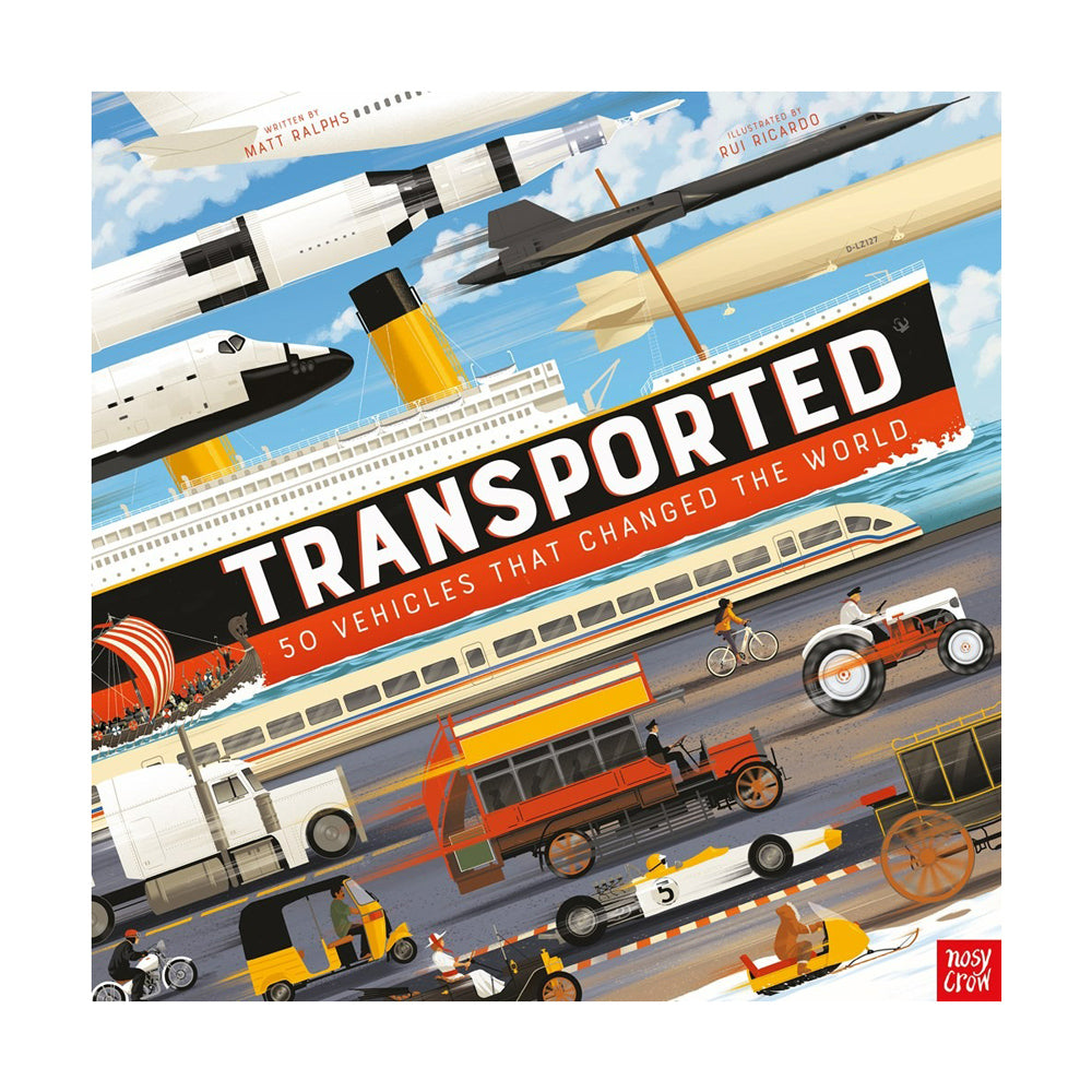 Front cover of "Transported: 50 Vehicles That Changed The World"