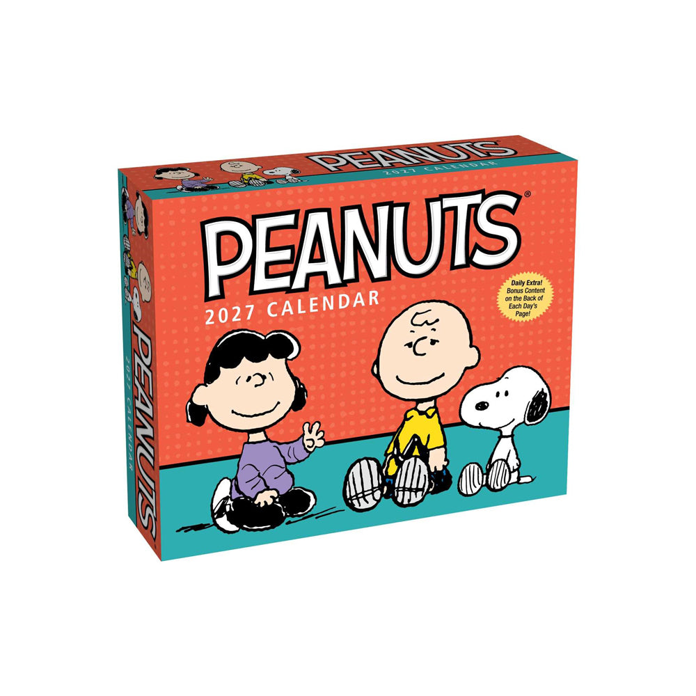 Packaging for the Peanuts 2027 desk calendar.