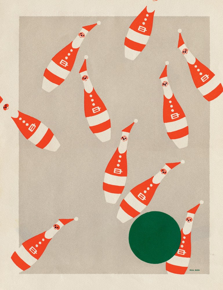 Season's Greetings Holiday Cards from Paul Rand bowling pins