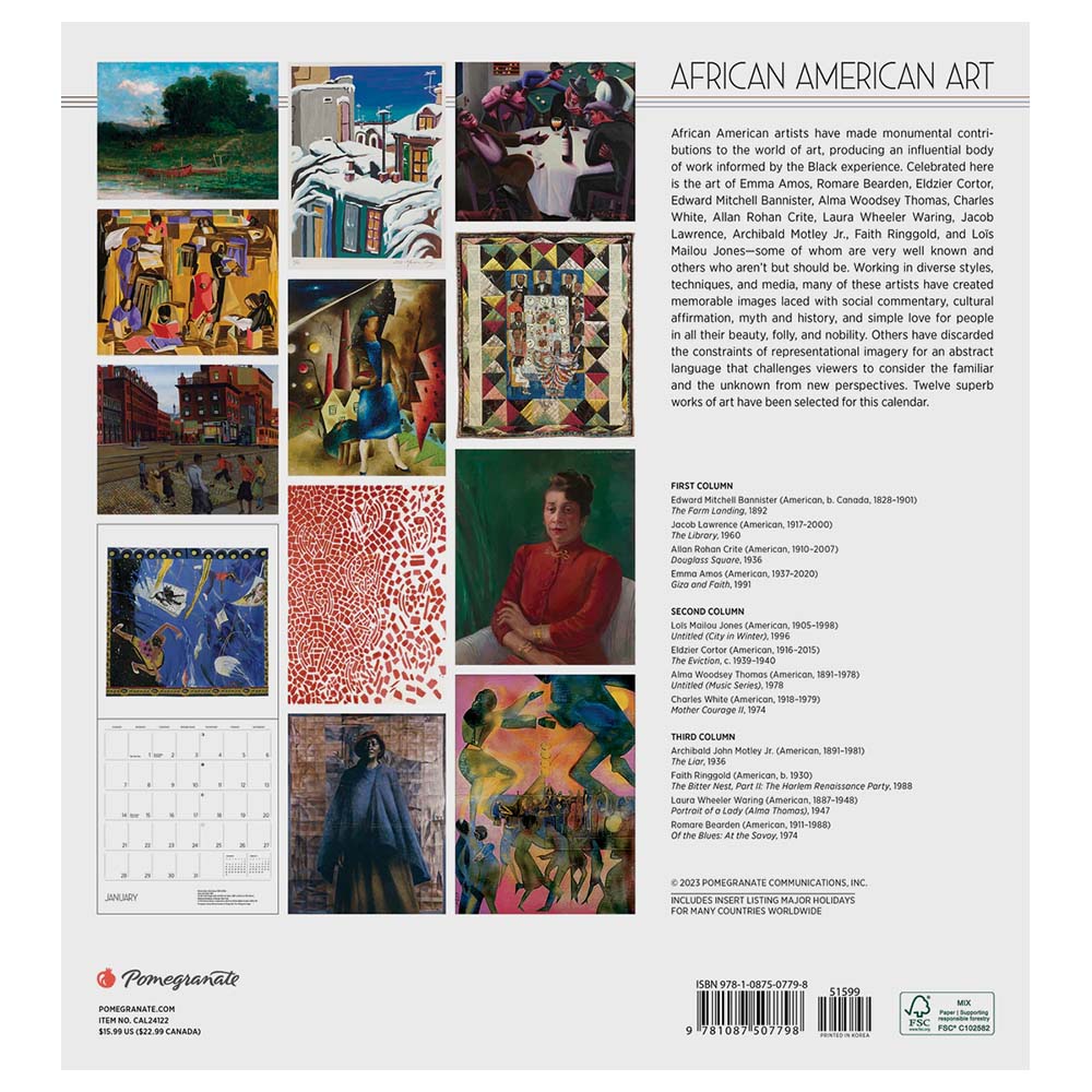 2024 African American Art Wall Calendar