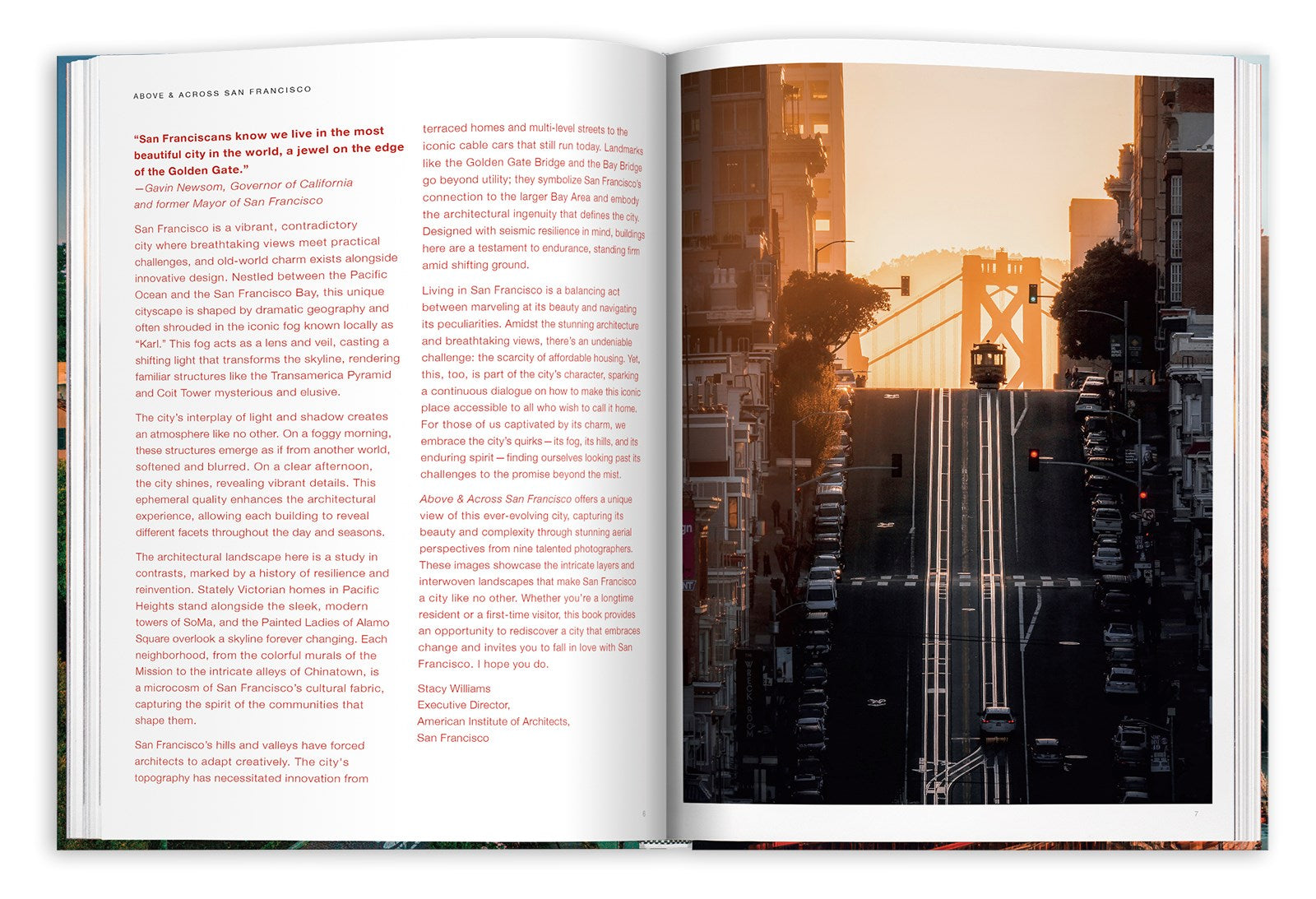 Book cover of 'Above & Across San Francisco' with cityscape and winding road.