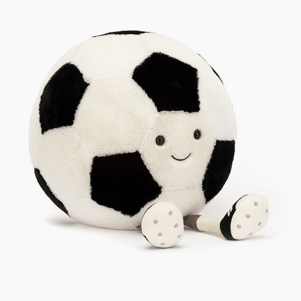 Front view of Soccer ball plush toy.