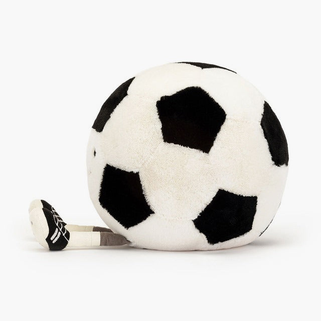 Side view of Soccer ball plush toy.