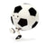 Front view of Soccer ball plush toy on white