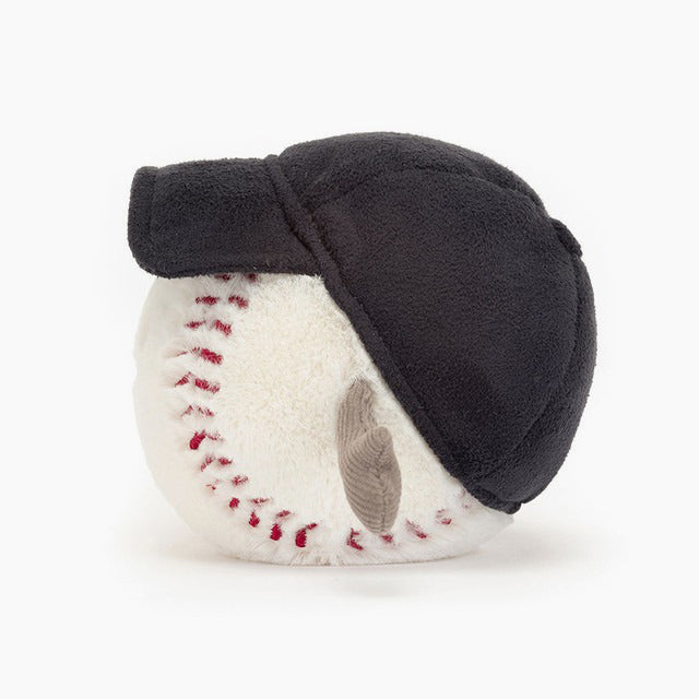 Side view of Baseball plush toy.