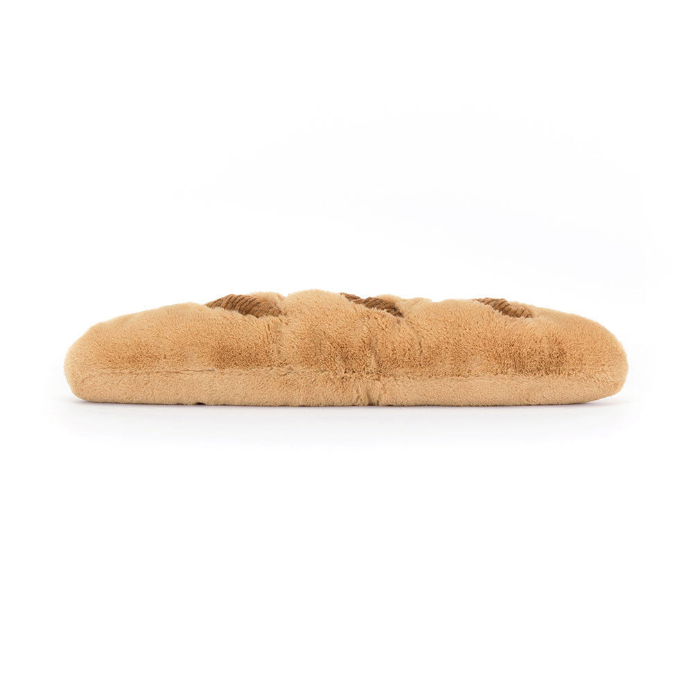 Back view of baguette plush on a white background
