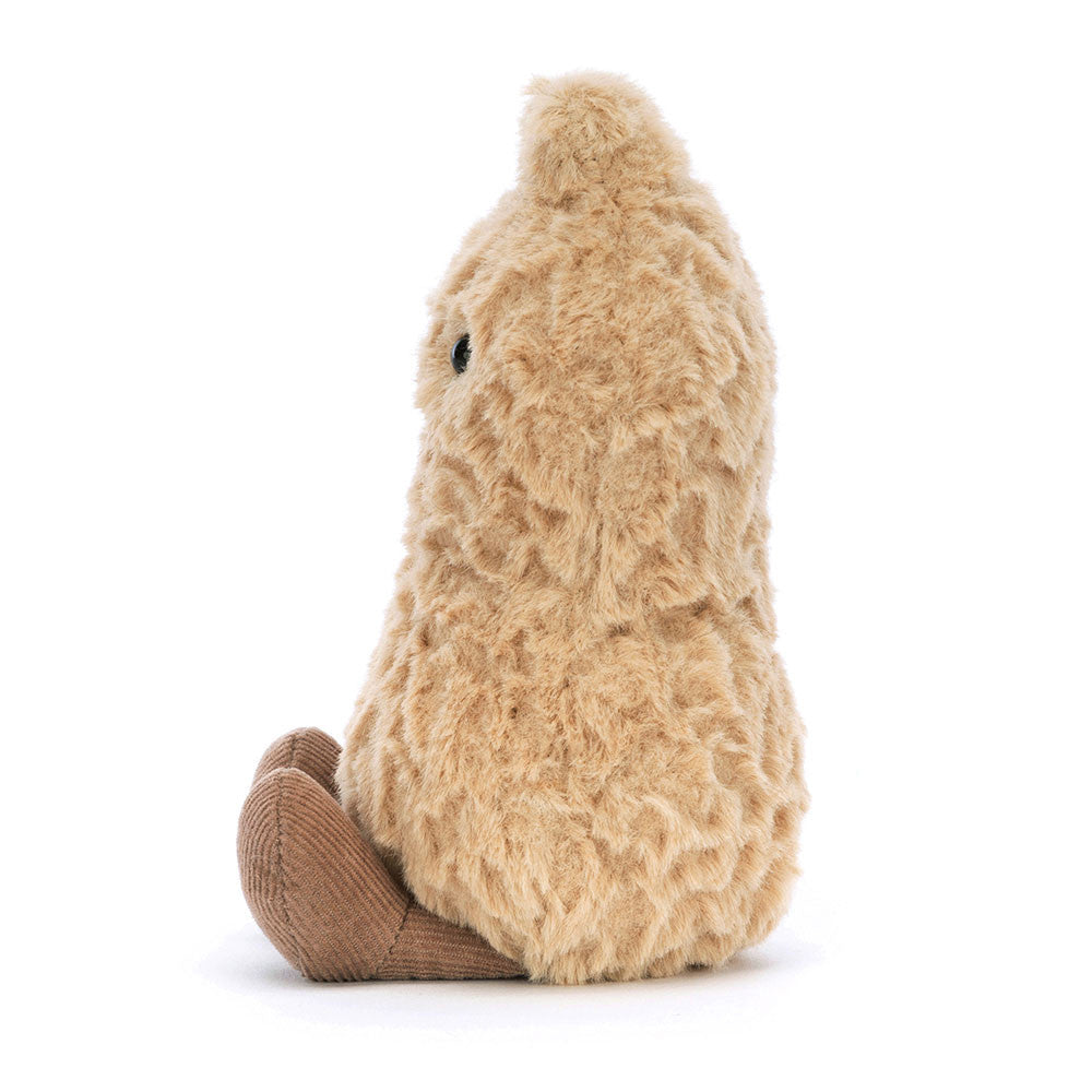 Side view; plush peanut on a white background