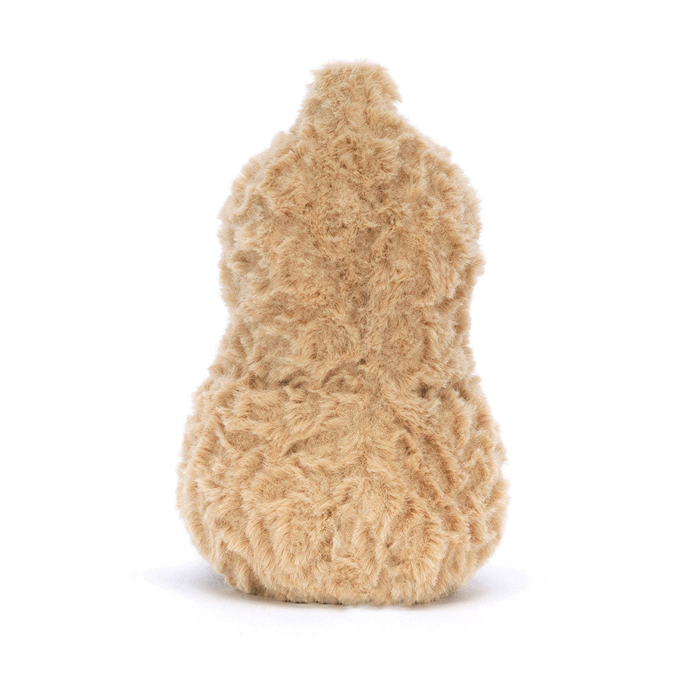 Rear view, plush peanut on a white background
